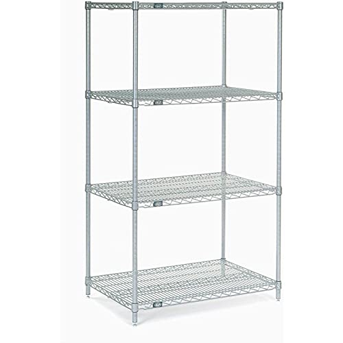 Nexel 21" x 24" x 63", 4 Tier, NSF Listed Adjustable Wire Shelving, Unit Commercial Storage Rack, Silver Epoxy, Leveling feet