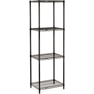 nexel adjustable wire shelving unit, 4 tier, nsf listed commercial storage rack, 24" x 24" x 74", black epoxy