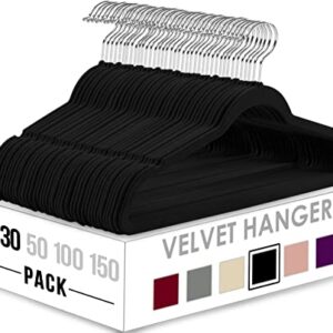 Utopia Home Premium Velvet Hangers 30 Pack - Non-Slip Clothes Black Suit with 360 Degree Rotatable Hook Heavy Duty Coat