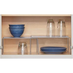 iDesign Classico Metal Cabinet Shelves, Expandable and Stackable Shelving System for Kitchen, Pantry, Bathroom, Bedroom, Office, 14" x 9" x 6.45", Silver