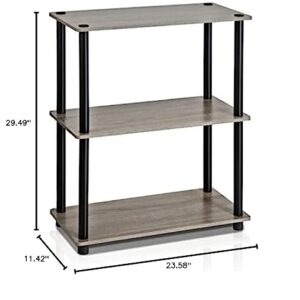 Furinno Turn-N-Tube Display Rack, 3-Tier Single, French Oak Grey/ Black