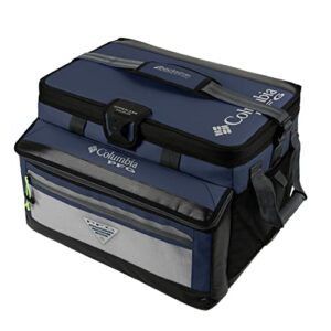 columbia pfg thermal pack cooler - zipperless hardbody cooler with thermacool high performance insulation, hardbody liner, and smartshelf, navy blue