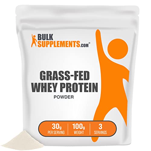 BULKSUPPLEMENTS.COM Grass Fed Whey Protein Powder - Unflavored Whey Protein Powder - Protein Supplement - Pure Protein Powder - Protein Powder Without Artificial Sweeteners (100 Grams - 3.5 oz)