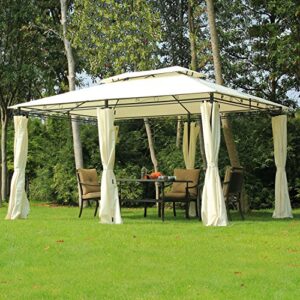 Outsunny 10' x 13' Patio Gazebo, Outdoor Gazebo Canopy Shelter with Curtains, Vented Roof, Steel Frame for Garden, Lawn, Backyard and Deck, Cream White