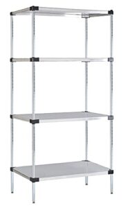 omega 18" deep x 24" wide x 63" high 4 tier stainless steel solid starter shelving unit