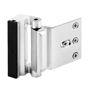 defender security u 11325 door reinforcement lock – add extra, high security to your home and prevent unauthorized entry – 3” stop, aluminum construction, brushed chrome (single pack)
