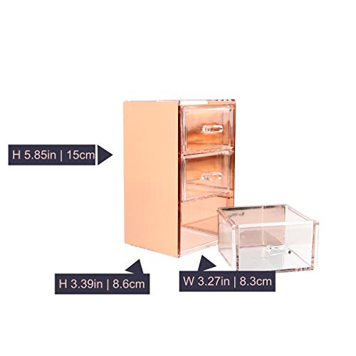 Moosy Life Moonlight Rose Gold Acrylic Accessory Drawer, 3 Spaces ML11