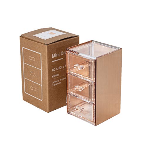 Moosy Life Moonlight Rose Gold Acrylic Accessory Drawer, 3 Spaces ML11