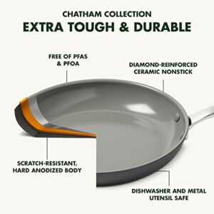 GreenPan Chatham Hard Anodized Healthy Ceramic Nonstick, 11" Griddle Pan, PFAS-Free, Dishwasher Safe, Oven Safe, Gray