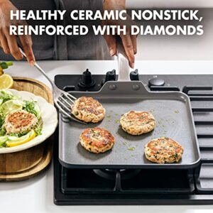 GreenPan Chatham Hard Anodized Healthy Ceramic Nonstick, 11" Griddle Pan, PFAS-Free, Dishwasher Safe, Oven Safe, Gray