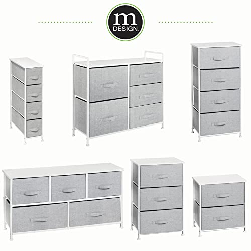 mDesign Tall Dresser Storage Tower Stand with 4 Removable Fabric Drawers - Steel Frame, Wood Top Organizer for Bedroom, Entryway, Closet - Lido Collection - Gray