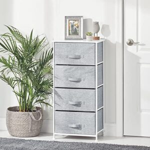 mDesign Tall Dresser Storage Tower Stand with 4 Removable Fabric Drawers - Steel Frame, Wood Top Organizer for Bedroom, Entryway, Closet - Lido Collection - Gray