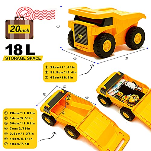 PUQU Monster Truck Design Kids Travel Suitcase Toddler Luggage With Wheels (Yellow)