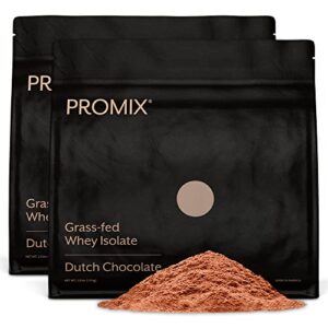 promix whey protein isolate powder, chocolate - 5lb bulk - grass-fed & 100% all natural - ­post workout fitness & nutrition shakes, smoothies, baking & cooking recipes - gluten-free & keto-friendly