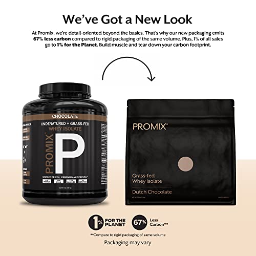 Promix Whey Protein Isolate Powder, Chocolate - 5lb Bulk - Grass-Fed & 100% All Natural - ­Post Workout Fitness & Nutrition Shakes, Smoothies, Baking & Cooking Recipes - Gluten-Free & Keto-Friendly