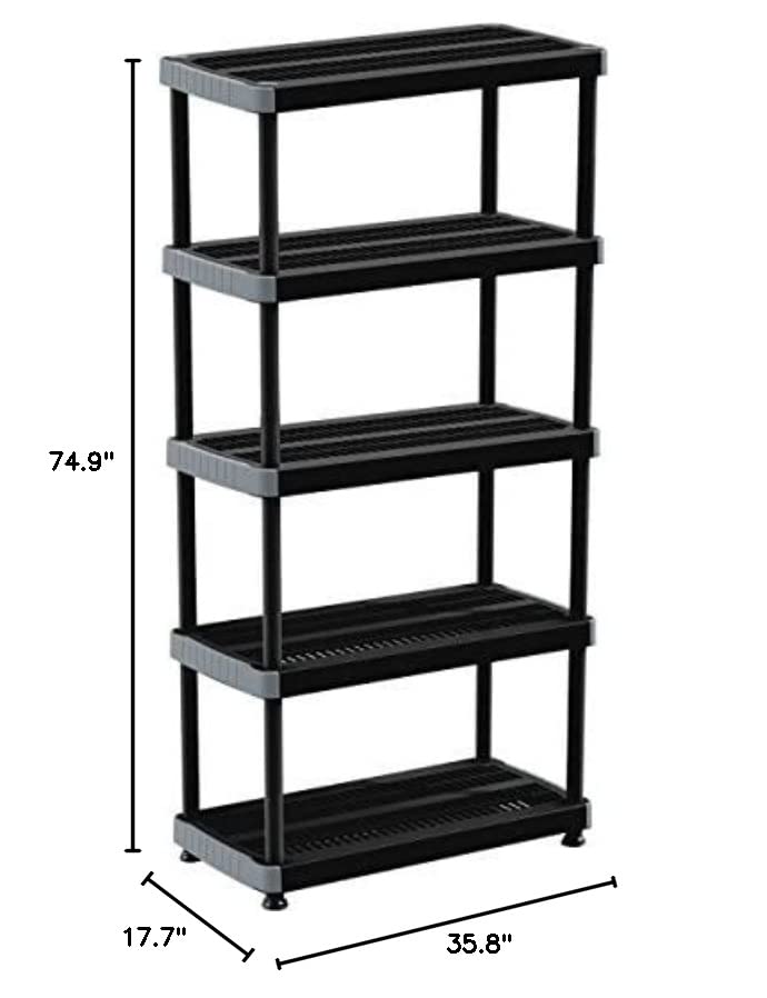 Rimax 9494 5 Shelf Storage Rack, Black