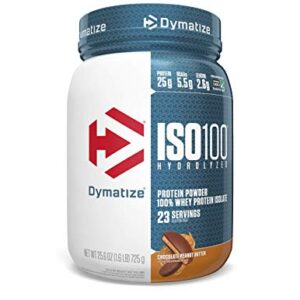 Dymatize ISO 100 Whey Protein Powder with 25g of Hydrolyzed 100% Whey Isolate, Gluten Free, Fast Digesting, 1.6 Pound, Chocolate Peanut Butter, 25.6 Ounce (Pack of 1)