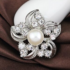 Ezing 12pcs Lot Imitaion Peal Crystal Brooch for Wedding Bouquet (C)