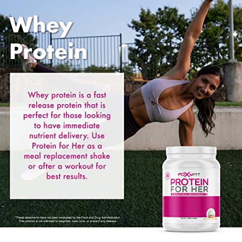 FoxyFit Protein for Her, Vanilla Cupcake Whey Protein Powder with CLA and Biotin for a Healthy Glow (1.85 lbs)