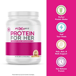 FoxyFit Protein for Her, Vanilla Cupcake Whey Protein Powder with CLA and Biotin for a Healthy Glow (1.85 lbs)