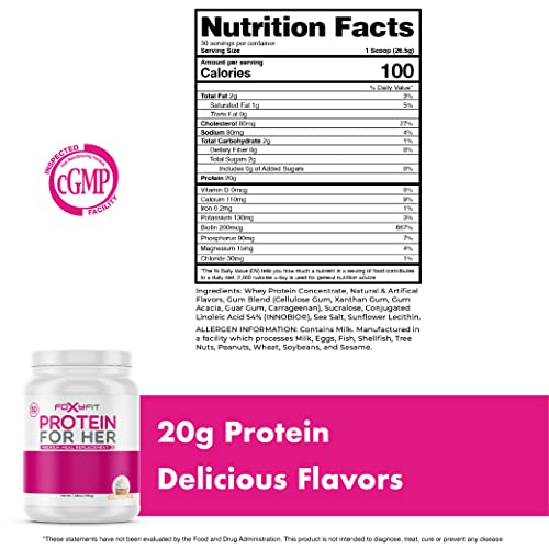 FoxyFit Protein for Her, Vanilla Cupcake Whey Protein Powder with CLA and Biotin for a Healthy Glow (1.85 lbs)