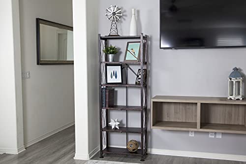 Origami RB-OTM 6-Tier Book Shelf, Stamped Shelving, Bronze