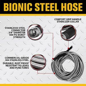 Bionic Steel 25 Foot Garden Hose 304 Stainless Steel Metal Hose – Super Tough & Flexible Water Hose, Lightweight, Crush Resistant Aluminum Fittings, Kink & Tangle Free, Rust Proof, Easy to Use & Store
