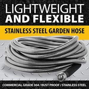 Bionic Steel 25 Foot Garden Hose 304 Stainless Steel Metal Hose – Super Tough & Flexible Water Hose, Lightweight, Crush Resistant Aluminum Fittings, Kink & Tangle Free, Rust Proof, Easy to Use & Store