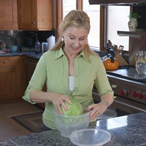 Lettuce Crisper Salad Keeper Container Keeps your Salads and Vegetables Crisp and Fresh - This Second Generatiion Storage Container Comes with a Tighter Lid with a Bonus Lettuce Knife