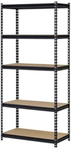 edsal ur341472blk steel storage rack, 5 adjustable shelves, 3200 lb. capacity, 72" height x 34" width x 14" depth, black