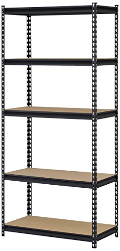 Edsal UR341472BLK Steel Storage Rack, 5 Adjustable Shelves, 3200 lb. Capacity, 72" Height x 34" Width x 14" Depth, Black