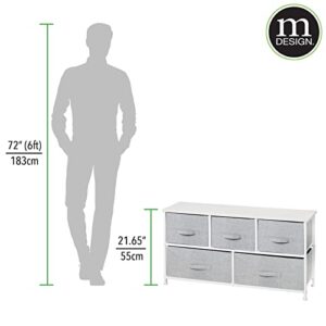 mDesign 21.65" High Steel Frame/Wood Top Storage Dresser Furniture with 5 Fabric Drawers, Wide Bureau Organizer for Baby, Kid, and Teen Bedroom, Nursery, Playroom, Dorm - Lido Collection, Gray