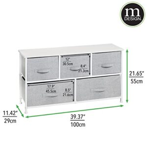 mDesign 21.65" High Steel Frame/Wood Top Storage Dresser Furniture with 5 Fabric Drawers, Wide Bureau Organizer for Baby, Kid, and Teen Bedroom, Nursery, Playroom, Dorm - Lido Collection, Gray