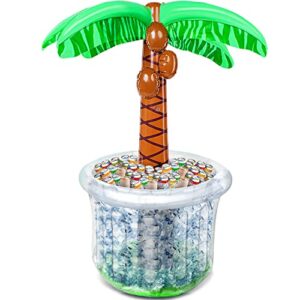 joyin 60" inflatable palm tree cooler, beach theme party decor, pool party decorations, luau hawaiian birthday party supplies ocean jungle tropical themed party decoration summer outdoor drink cooler