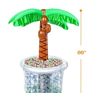 JOYIN 60" Inflatable Palm Tree Cooler, Beach Theme Party Decor, Pool Party Decorations, Luau Hawaiian Birthday Party Supplies Ocean Jungle Tropical Themed Party Decoration Summer Outdoor Drink Cooler