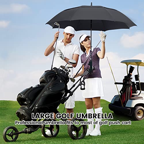 ZOMAKE Large Golf Umbrella 62 Inch - Double Canopy Vented Golf Umbrellas for Rain Windproof Automatic Open Golf Push Cart Umbrella Oversize Stick Umbrellas for Men Women(Black)