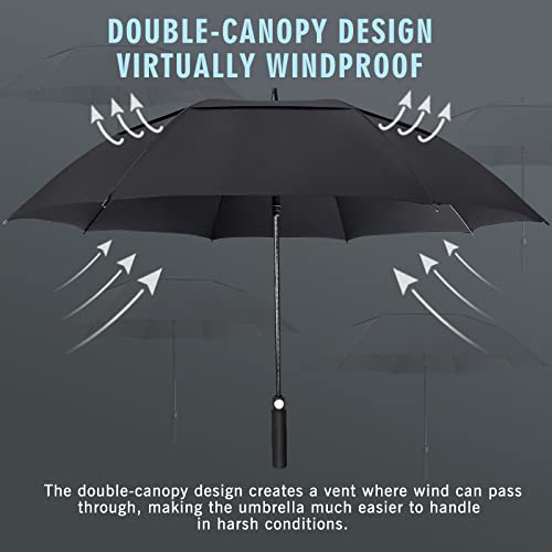 ZOMAKE Large Golf Umbrella 62 Inch - Double Canopy Vented Golf Umbrellas for Rain Windproof Automatic Open Golf Push Cart Umbrella Oversize Stick Umbrellas for Men Women(Black)