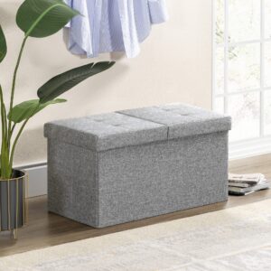 Otto & Ben 30" Storage Ottoman with SMART LIFT Top, Upholstered Tufted Bench, Foot Rest, Light Grey