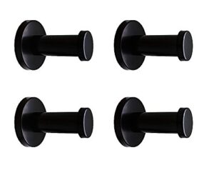 nelxulas classic black stainless steel single super heavy duty wall mount hook, bath towel hooks, coat hanger (2", 4 pcs)