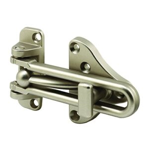 defender security u 11316 swing bar door guard with high security auxiliary lock, satin nickel finish (single pack)