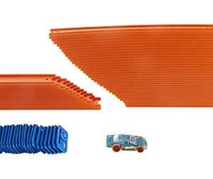 Hot Wheels Track Builder Car & MEGA Track Pack, 87 Component Parts for 40-Ft of Track & 1:64 Scale Toy Car [Amazon Exclusive]