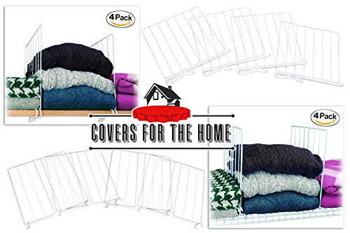 Covers For The Home Sturdy Set of 4 Wire Shelf Dividers - for Solid Shelves - (4 pcs Total)