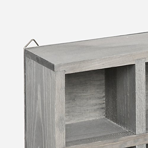 MyGift Dark Gray Wood Hanging Shadow Box, Shot Glasses Display Case Collective Shelf, Freestanding or Wall Mounted Shelving Unit with 12 Compartments