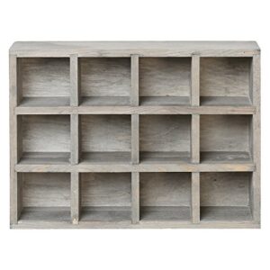 MyGift Dark Gray Wood Hanging Shadow Box, Shot Glasses Display Case Collective Shelf, Freestanding or Wall Mounted Shelving Unit with 12 Compartments