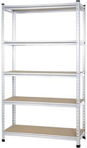amazon basics 5 tier, medium duty storage shelving double post press board shelf, aluminum, 48 x 18 x 72