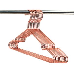 10pack koobay 17" rose shiny copper clothes wire hanging hangers for shirts coat storage & displayetal