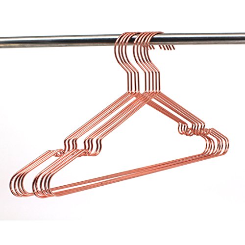 10Pack Koobay 17" Rose Shiny Copper Clothes Wire Hanging Hangers for Shirts Coat Storage & Displayetal