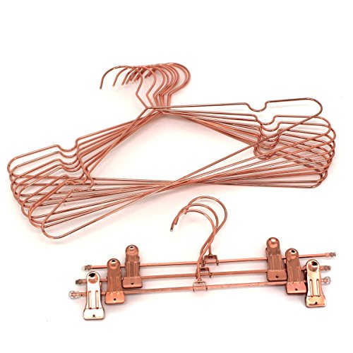 10Pack Koobay 17" Rose Shiny Copper Clothes Wire Hanging Hangers for Shirts Coat Storage & Displayetal