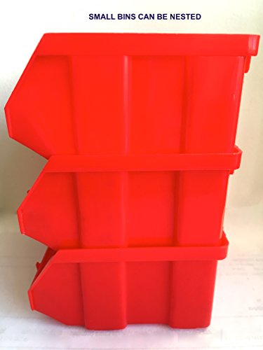 MaxWorks 80694 30-Bin Wall Mount Parts Rack/Storage for your Nuts, Bolts, Screws, Nails, Beads, Buttons, Other Small Parts,Blue and Red