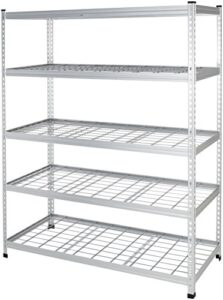 amazon basics heavy duty storage shelving unit, double post, 5 shelf, high-grade aluminum, silver, 60 x 24 x 78 inch